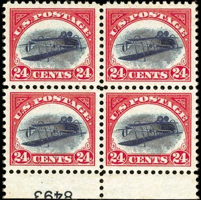 Inverted Jenny Plate Block of Eight — William H. Gross Collection — 1918