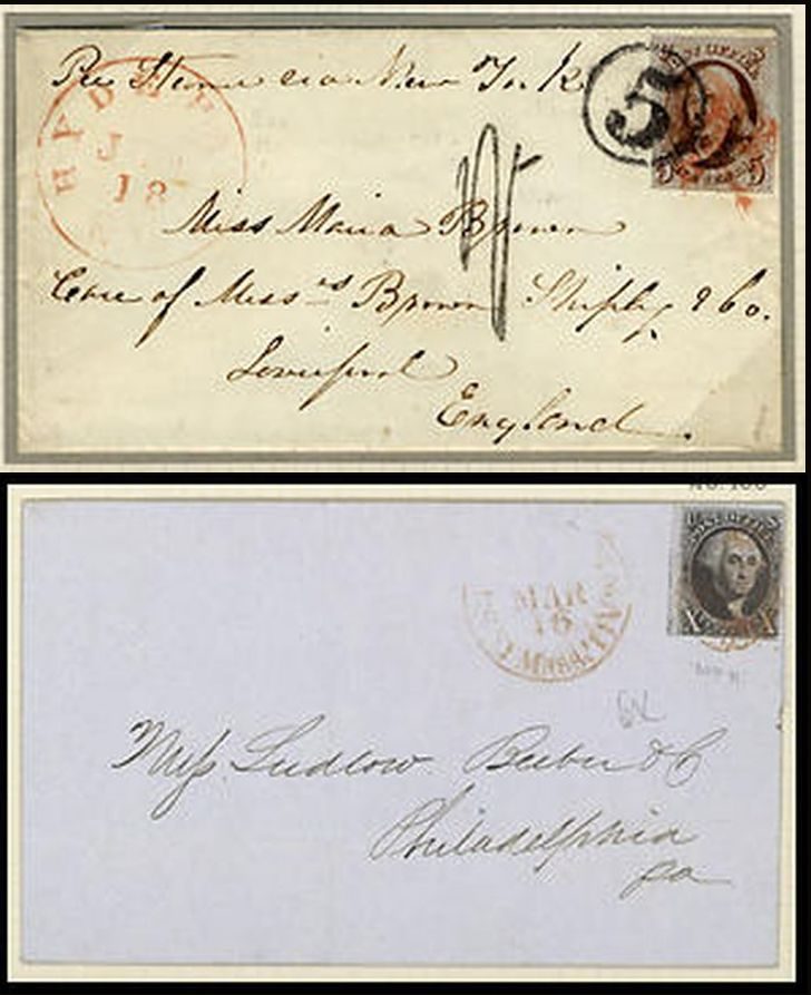 1847 US 10c Washington 1847 Panama Cover (9 stamps)